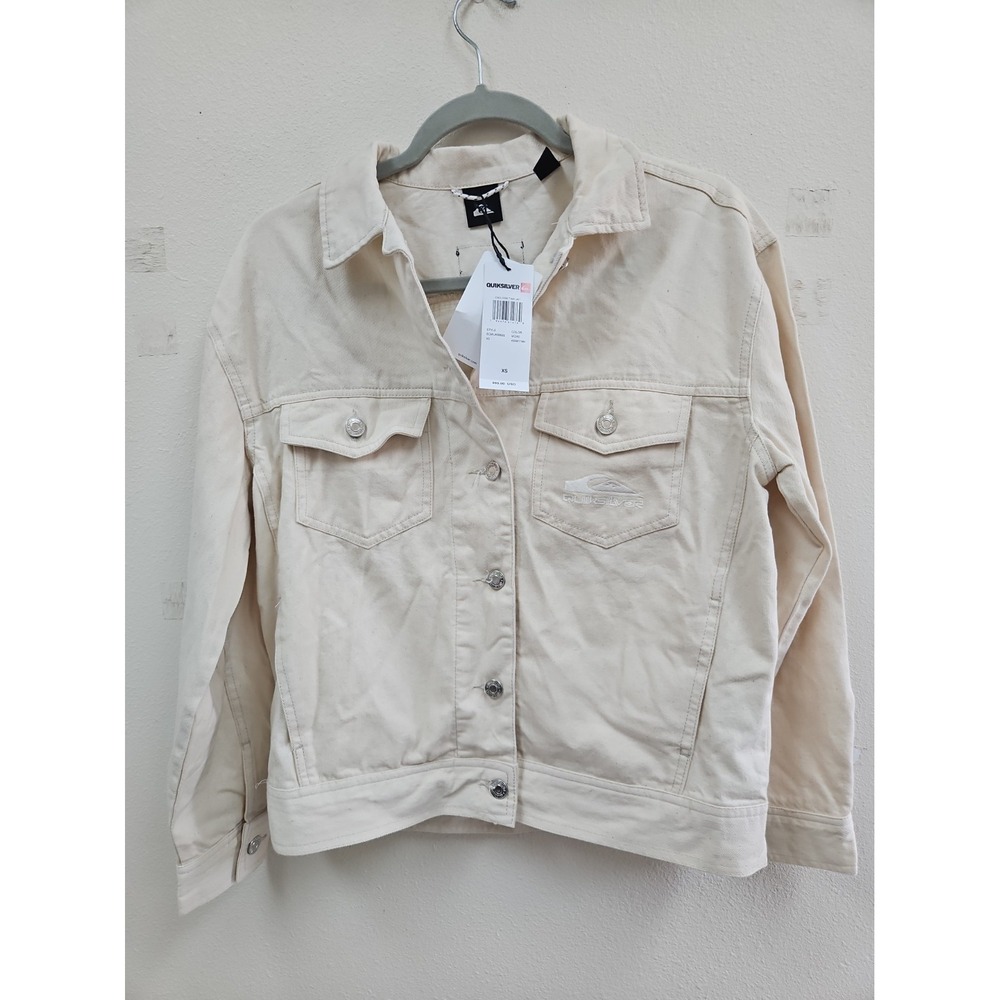 Quicksilver Denim Cream Jacket Endless Time X Small Womens Surf Skate NWT